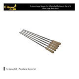 Cyprus Grill Set of 5 - Heavy Duty Large Skewer 86cm Long (Groove to Tip) for H/Duty 5x11 Spit Rotisserie 8mm thick - LSGS-2210A