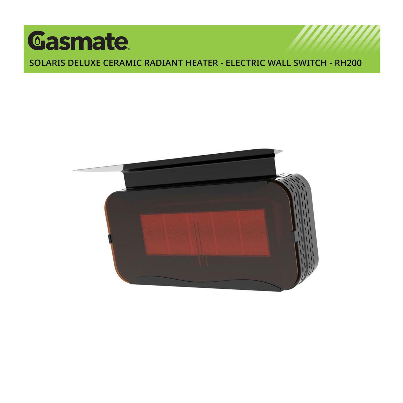Gasmate Natural Gas Solaris Deluxe Ceramic Radiant Heater with Electric Wall Switch - RH200