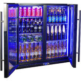 Schmick Black Quiet Running Front Venting Under Bench Heated Glass 2 Door Bar Fridge Model SK245-B-HD