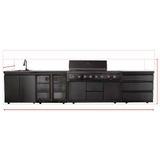Large View Gasmate Nova MK2 Graphite 6 Burner (NG) BBQ Outdoor Kitchen - BQ29NGFB-BUNDLE
