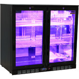 Rhino Night Club Commercial Multi Light Coloured Black 2 Door Bar Fridge