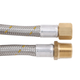Bromic Stainless Steel Braided 10mm Gas Hose 3/8 SAE FF x 1/2 BSP M x 1200mm - 10HST1200