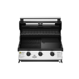 Beefeater 1200 Series Black Enamel 3 Burner Built In BBQ w/ Cast Iron Burners & Grills - BBG1230BB