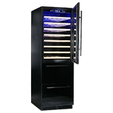 Schmick Black Upright Black Glass Door Dual Zone Drawer Wine And Beverage Refrigerator - Model BD425D-X-B