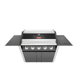 1600 Series Dark 5 Burner BBQ & Trolley w/ Side Burner, Cast Iron Burners & Grills