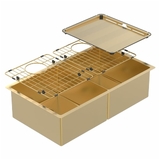 Abey Piazza Double Square Bowl Sink Gold - CR340DG