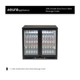 Euro Appliances 208L Double Glass Doors Black Beverage Cooler - EA900WFBL