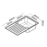 EC Single Right Hand Bowl & Drainer - EC100R