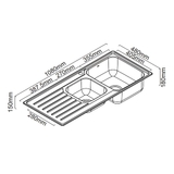 EC One & Three Quarter Right Hand Bowl & Drainer - EC175R