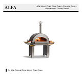Alfa Wood Fired Pizza Oven - Forno 4 Pizze - Copper with Trolley Stand - FX4PIZ-LRAM