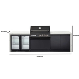 Crossray Premium XPlor Outdoor Kitchens with Black Built- in BBQ, and Double Door Fridge - GD4KW-11