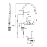 316 Gooseneck Pull Out Dual Spray Function Stainless Steel Kitchen Mixer - KTA014-316-BR