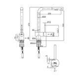 316 Squareneck Pull Out Stainless Steel Kitchen Mixer - KTA030-316-BR