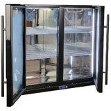 Schmick Black Quiet Running Front Venting Under Bench Heated Glass 2 Door Bar Fridge Model SK245-B-HD