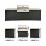 Crossray Kitchen BBQ  Burner & Cabinet, 2 x double side cabinets with flat sintered stone benchtops - TC4K-05