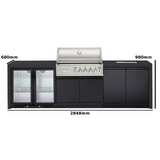 Crossray Premium 4B Gas BBQ Black Outdoor Kitchen w/ double fridge & sink - TC4KB-22