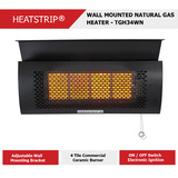 HEATSTRIP Wall Mounted Gas Heater (LPG), 34MJ, 4 Tile, High - TGH34LPG-2 (LPG GAS)