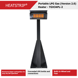Heatstrip - Thermofilm Portable LPG Gas Heater, 34MJ, 4 Tile, 9kg LPG Bottle Latest Version - TGH34PL-2-DIS