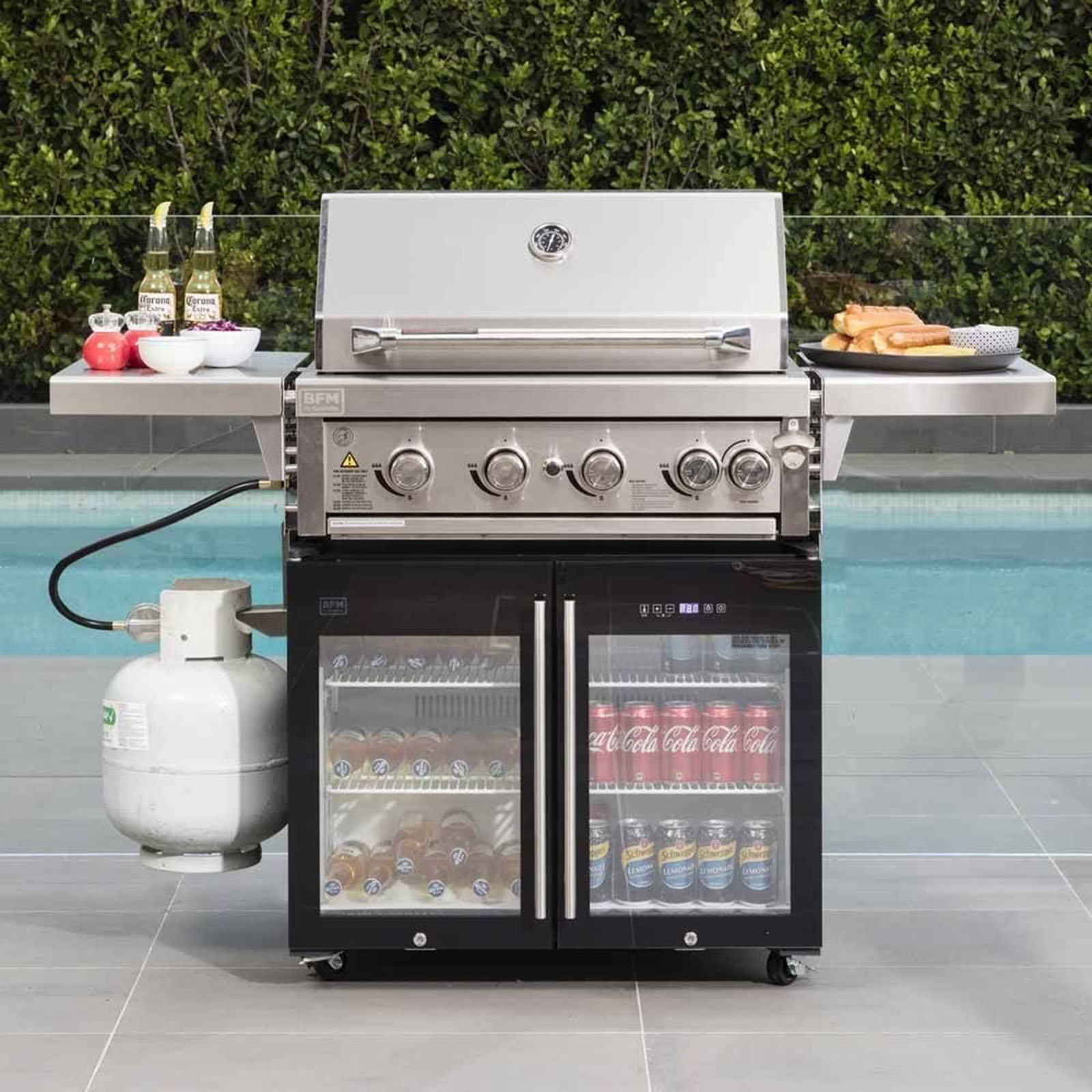 New Gasmate BFM 4 Burner BBQ and Fridge 163ltr BQ1085 9314388008673 eBay