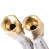 Bromic Stainless Steel Braided 10mm Gas Hose 3/8 SAE FF x 1/2 BSP M x 1200mm - 10HST1200