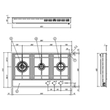 Barazza Lab Evolution 3 Burner Hob - 1PLE2D