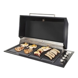 Artusi 104cm 4 Burner Built-In LPG Matte Black BBQ & Gloss Black Hood Bundle - ABBQ1B-Bun 