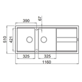 Artusi Granitek Series Double Bowl Sink with Drainer - AGS1162W