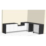 Alfresco Kitchen L-Shaped Outdoor Kitchen with Beefeater Signature 3000E 4burner & 1 Door Bar Fridge plus Sink and Tap Package 6 - AKITCHENDEAL-06
