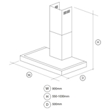 Artusi 90cm T Shape Canopy Rangehood Matte Black - ATH901MB