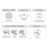 Single bowl, Inset or flush-mount Undermount Sink : FRA340