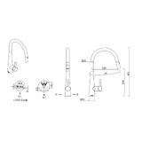 316 Gooseneck Pull Out Dual Spray Function Stainless Steel Kitchen Mixer - KTA014-316-BR