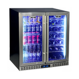 Schmick Under Bench Beer And Wine Dual Zone Stainless Steel Heated Glass Bar Fridge - Model SK198D-HD