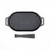 Ooni Cast Iron Grizzler Griddle Pan with Removable Handle & Stainless Steel Trivet