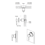 316 Marine Grade Stainless Steel Wall Mixer (External + Internal)- WMS001-316