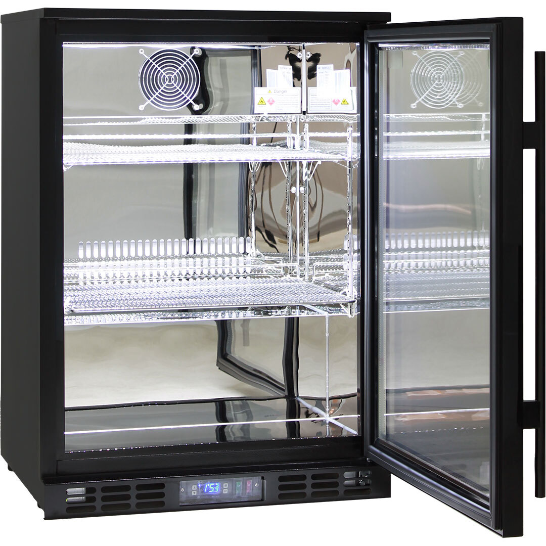 Rhino Black Commercial Glass Door Bar Fridge With Energy Efficient Parts And Operation