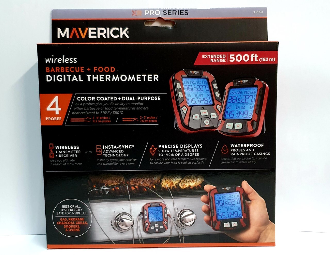 Maverick XR-50 Extended Range Digital Remote Wireless 4 Probe BBQ