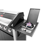 1600 Series Dark 5 Burner BBQ & Trolley w/ Side Burner, Cast Iron Burners & Grills
