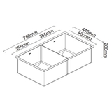 Abey Piazza Double Square Bowl Sink Stainless Steel - CR340D