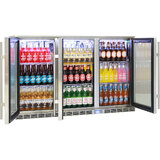 Rhino Glass 3 Door Alfresco Outdoor Bar Fridge All Stainless Energy Efficient Alfresco 330L