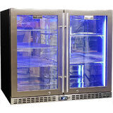 Schmick Twin Door Quiet Running Stainless Steel Heated Glass Door Bar Fridge Model SK206-HD - Low Height