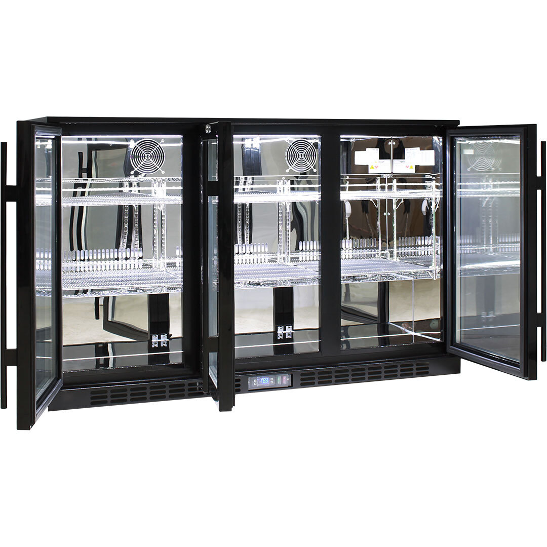 Commercial Glass 3 Door Under Bench Bar Fridge Energy Efficient With LG Compressor
