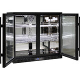 Commercial Under Bench Quiet Running Black Glass Double Door Bar Fridge Energy Efficient