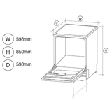 Artusi 60cm Freestanding Black Dishwasher - ADW5002B