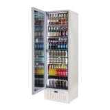 Schmick Classy White Upright Heated Glass 1 Door Bar Fridge - Model SK422L-W-HD