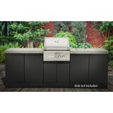 CROSSRAY Outdoor Kitchen with 2 Burner BBQ with double side cabinets, flat benchtops included -TC2K-01