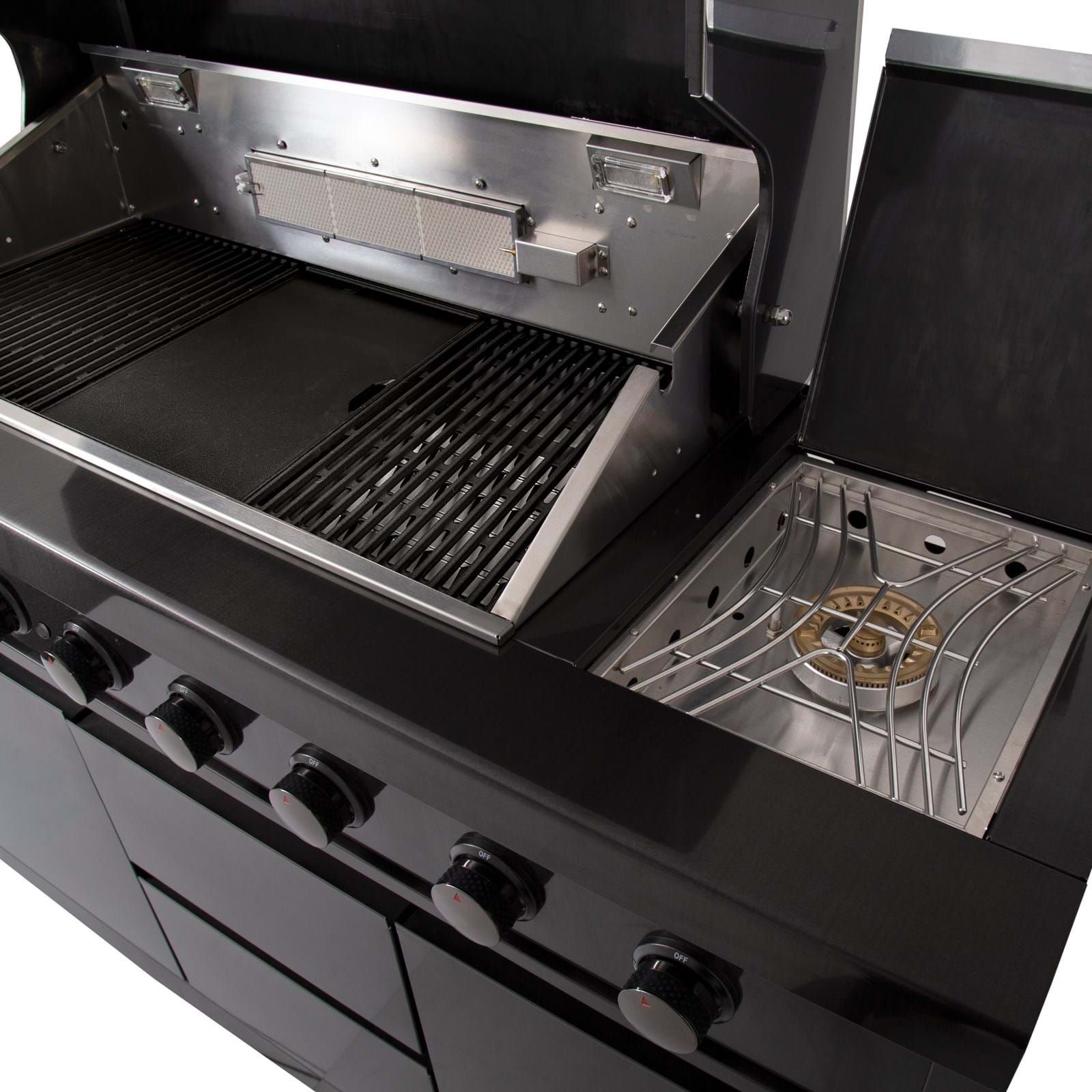 Large View Gasmate Nova MK2 Graphite 6 Burner (LPG) BBQ Outdoor Kitchen - BQ29FA-BUNDLE