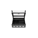 1600 Series Dark 4 Burner Built In BBQ w/ Cast Iron Burners & Grills