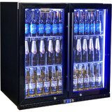 Schmick Black Quiet Running Front Venting Under Bench Triple Glazed 2 Door Bar Fridge Model SK245-B