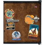 Funky Luggage Case Design Vintage Mini Bar Fridge With Handle And Opener - Add Your Own Initials - BC46B-TRAVEL