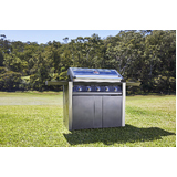 1600 Series Dark 5 Burner BBQ & Trolley w/ Side Burner, Cast Iron Burners & Grills